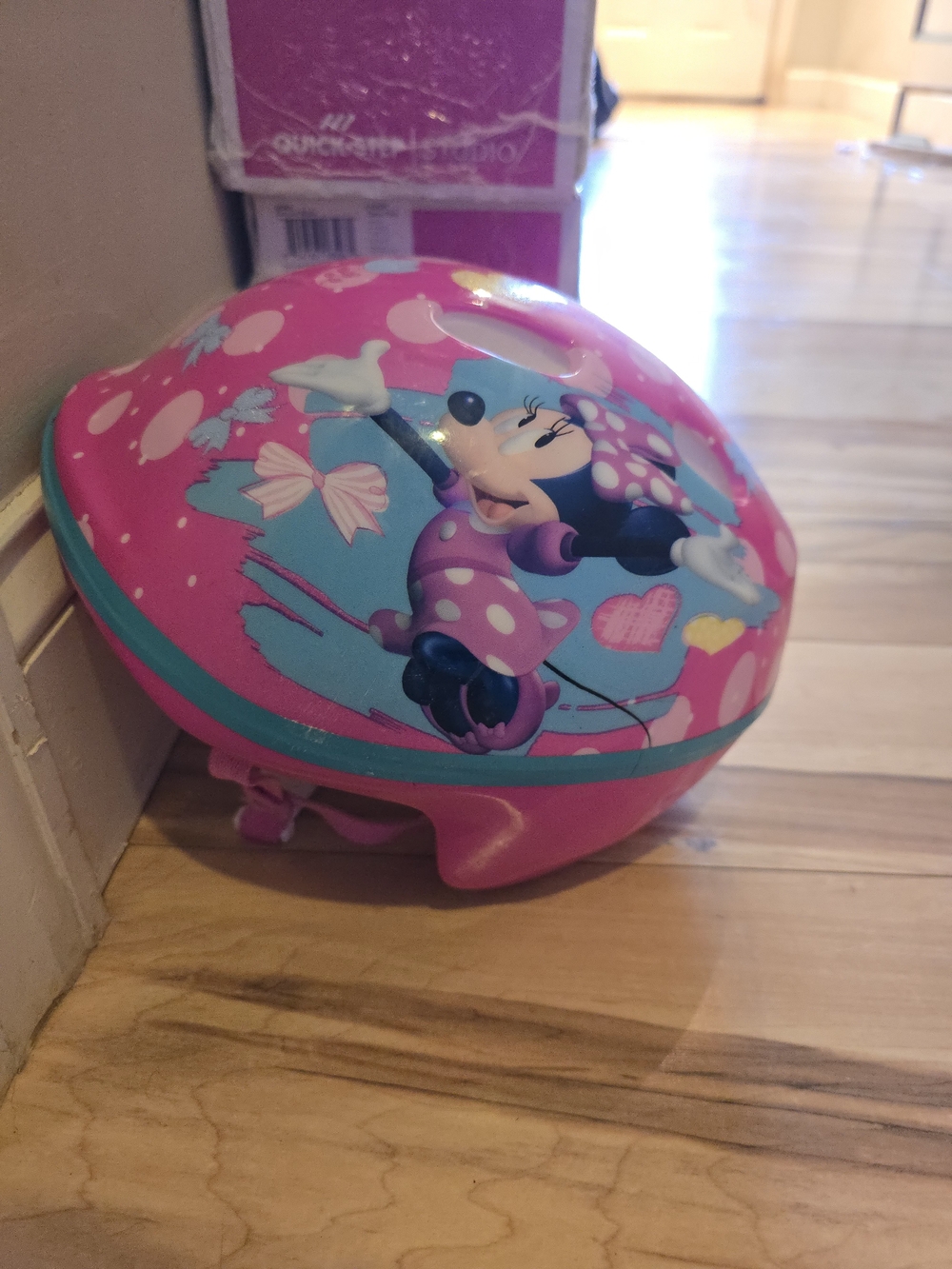 Kids Pink Minnie Mouse Bike Helmet - Safety & Fun